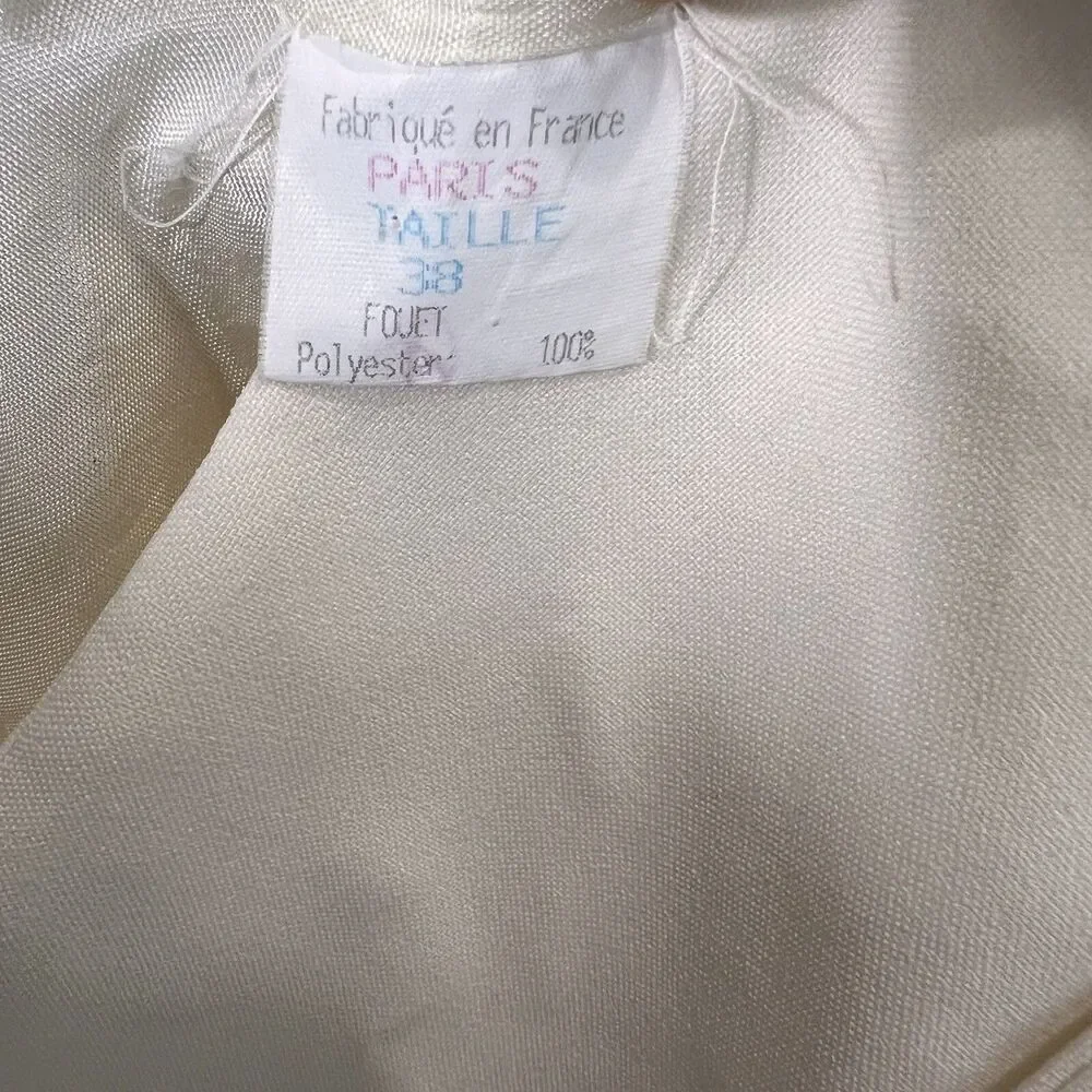 Vintage Sandro Blazer Jacket Women’s 38 Lace Up‎ White Chic